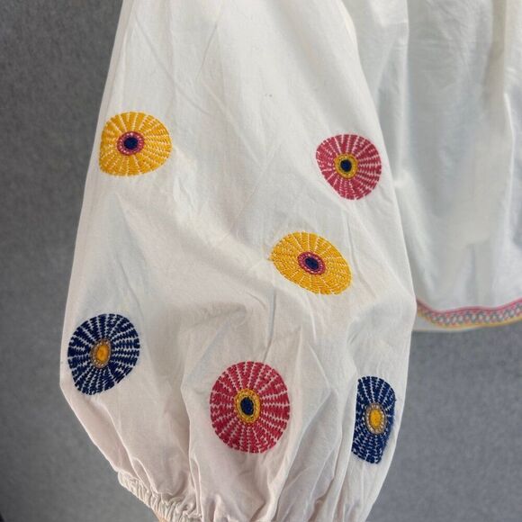 Madewell Women's Medium Blouse Embroidered Floral‎ Off-Shoulder Cotton Top Boho - Picture 4 of 10